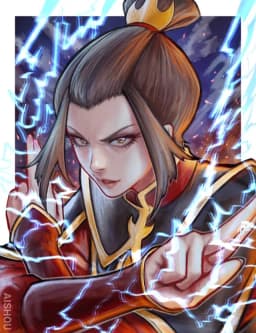 Azula from avatar with hair identical and mocking face looking at camera taunting smirk — AI character avatar